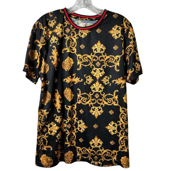 Fresh Prints of Bel Air‎ Black Gold Lion Head Red Ringer Tee M (2706) - Picture 1 of 5